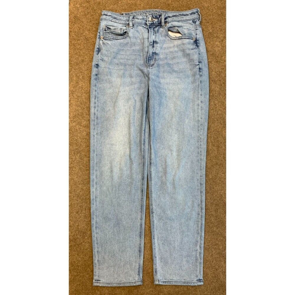 American Eagle Jeans Womens 6 High Rise Mom Straight Distressed Green Y2K Denim